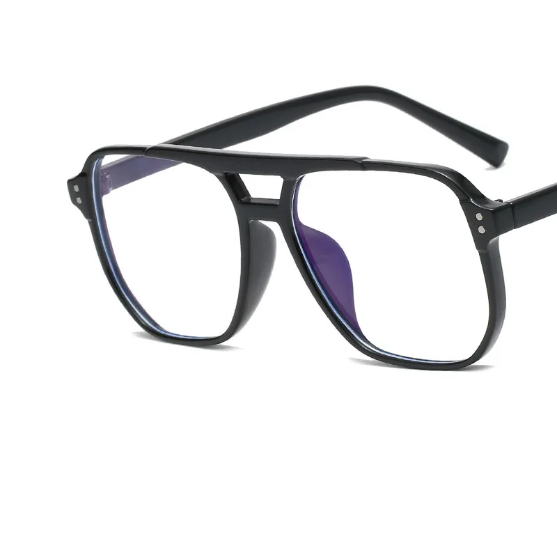

2025 New Double Beam Anti Blue Light Flat Mirror Hong Kong Style Trendy Large Frame Eyeframe Fashion Eyeframe