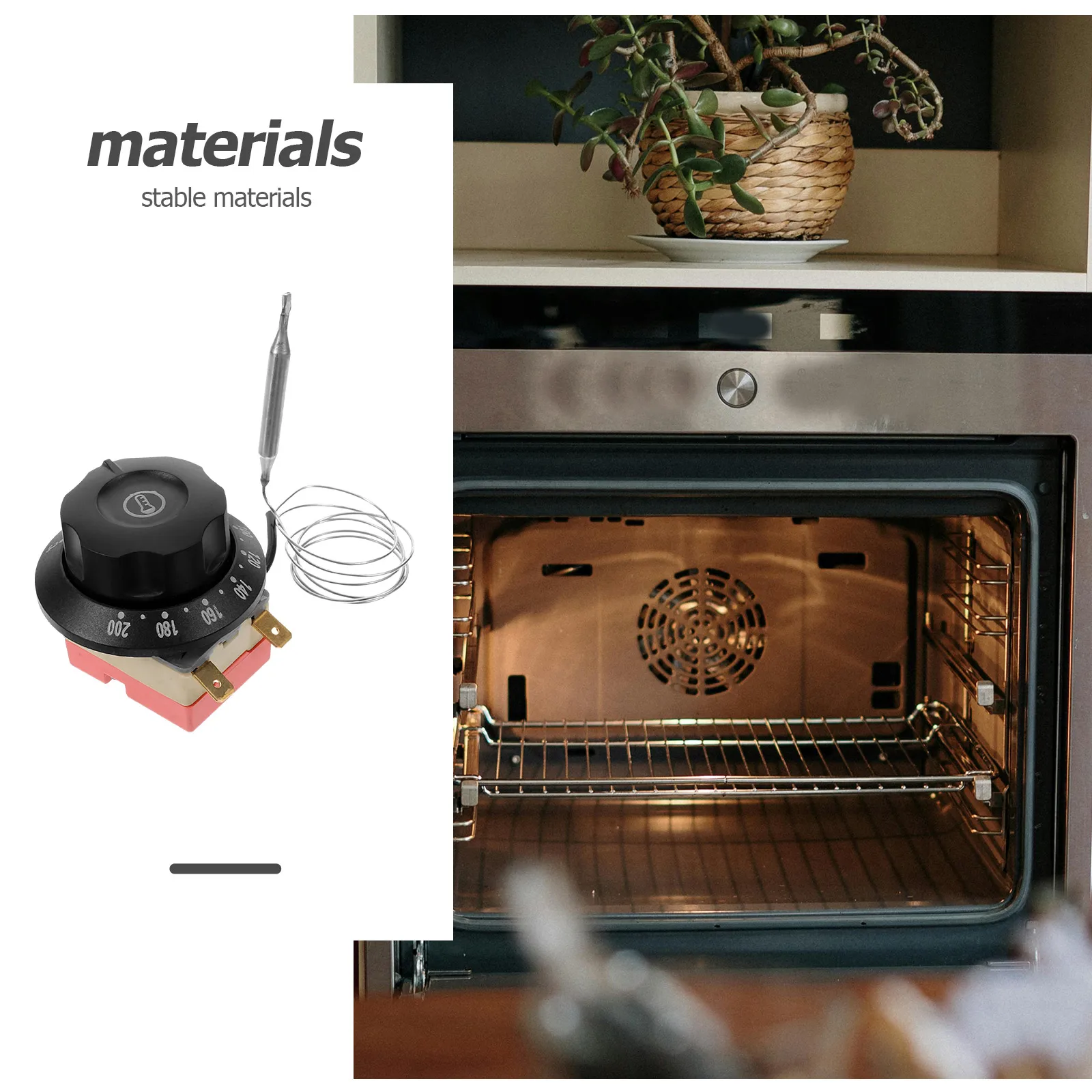 

Universal 16A Temperature Control Knob 60 200°C Electric Oven Air Fryer Replacement Thermostat Kitchen Appliance