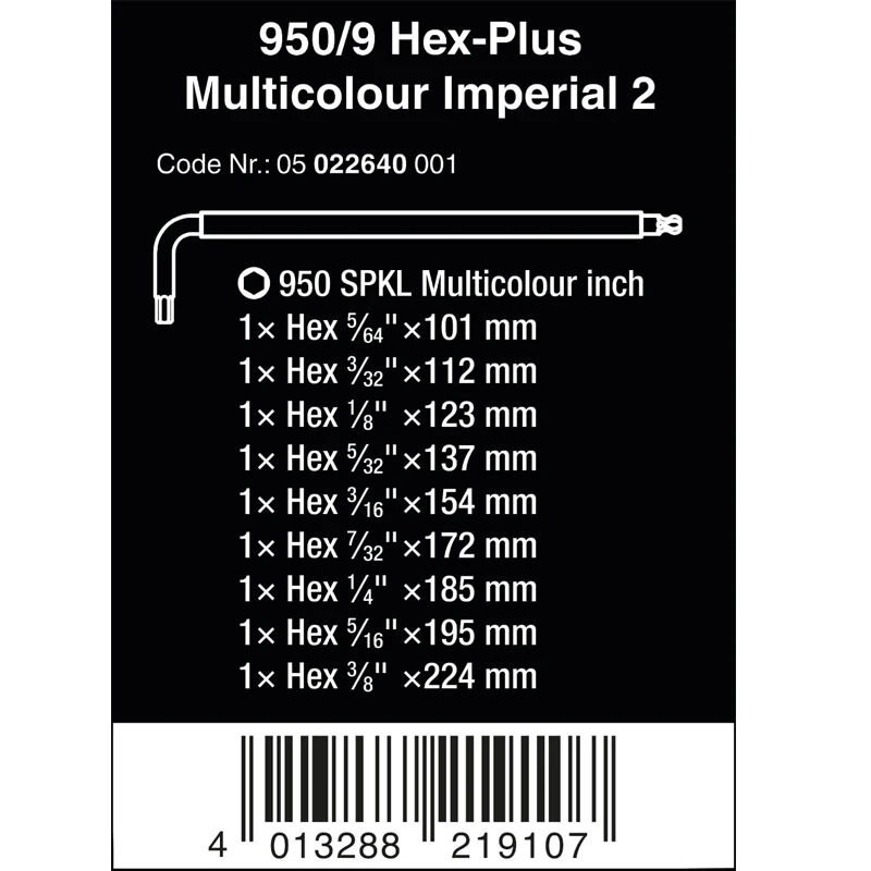 WERA 05022640001 950/9 Hex-Plus Ball Head Hexagonal Socket High Quality Material And Precision Craftsmanship Extend Service Life