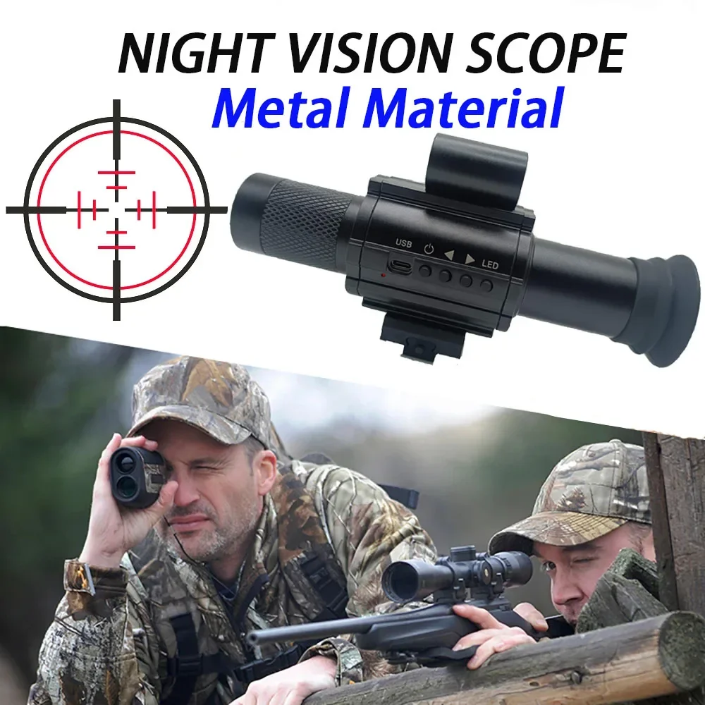 All metal monocular telescope with Infrared Night Vision and Crosshair - Ideal for Hunting/Gazing at 4k HD scope Outdoor supplie