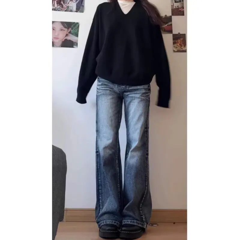 Y2k جينز سروال للمرأة شوجو فتاة نمط المرأة الدنيم السراويل منخفضة الارتفاع الجينز المرأة ملابس الربيع جان كوكيت جورتس فضفاض