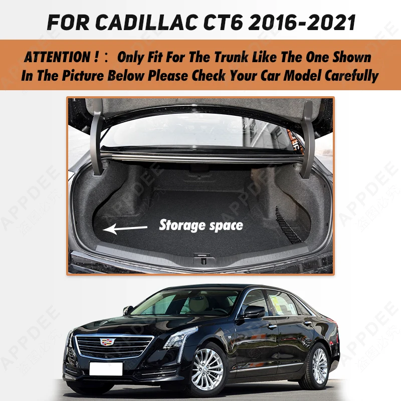 Auto Full Coverage Trunk Mat For Cadillac CT6 2016-2021 20 19 18 17 Car Boot Cover Pad Cargo Interior Protector Accessories