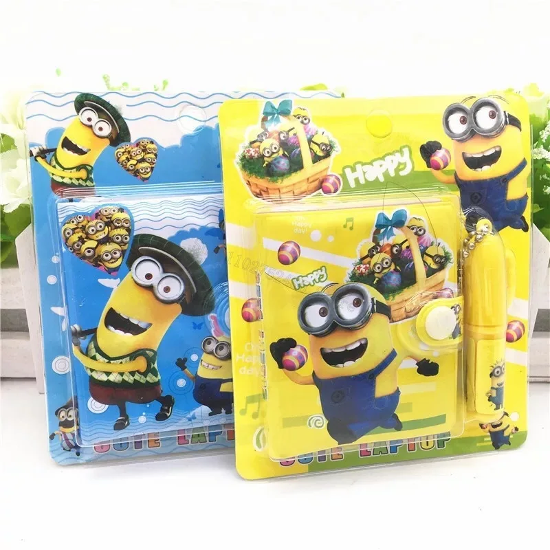 Cartoon Minionses Cute Notebook Diary Planner Mini Books with Ballpoint Pen Set Kids Stationary Writing Pads School Supplies