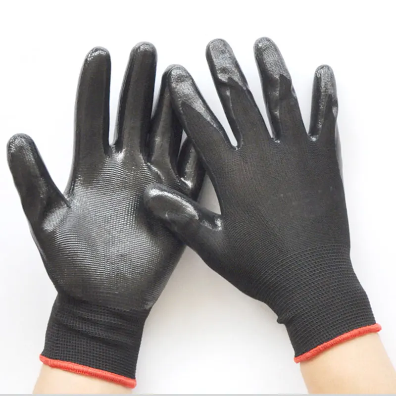 24Pieces/12Pairs Knitted Nylon Nitrile Coated Work Gloves Protective Construction Safety Workwear for Durable Grip And Comfort