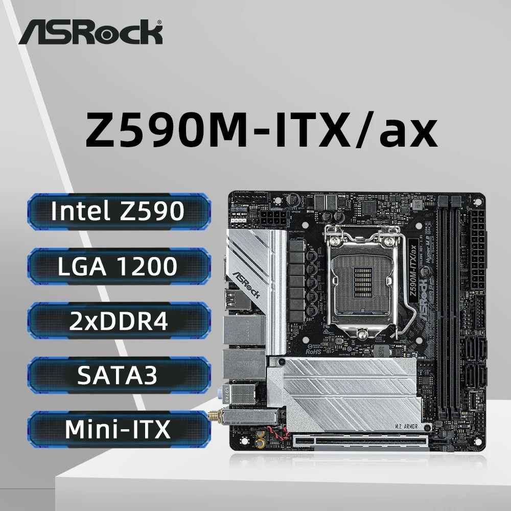 ASRock Z590M-ITX/ax Motherboard Support i5-11400 10700F i7-11700 10700F i9-11900 10900KF CPU DDR4 5066MHz HDMI M.2 NVME PCIe 4.0