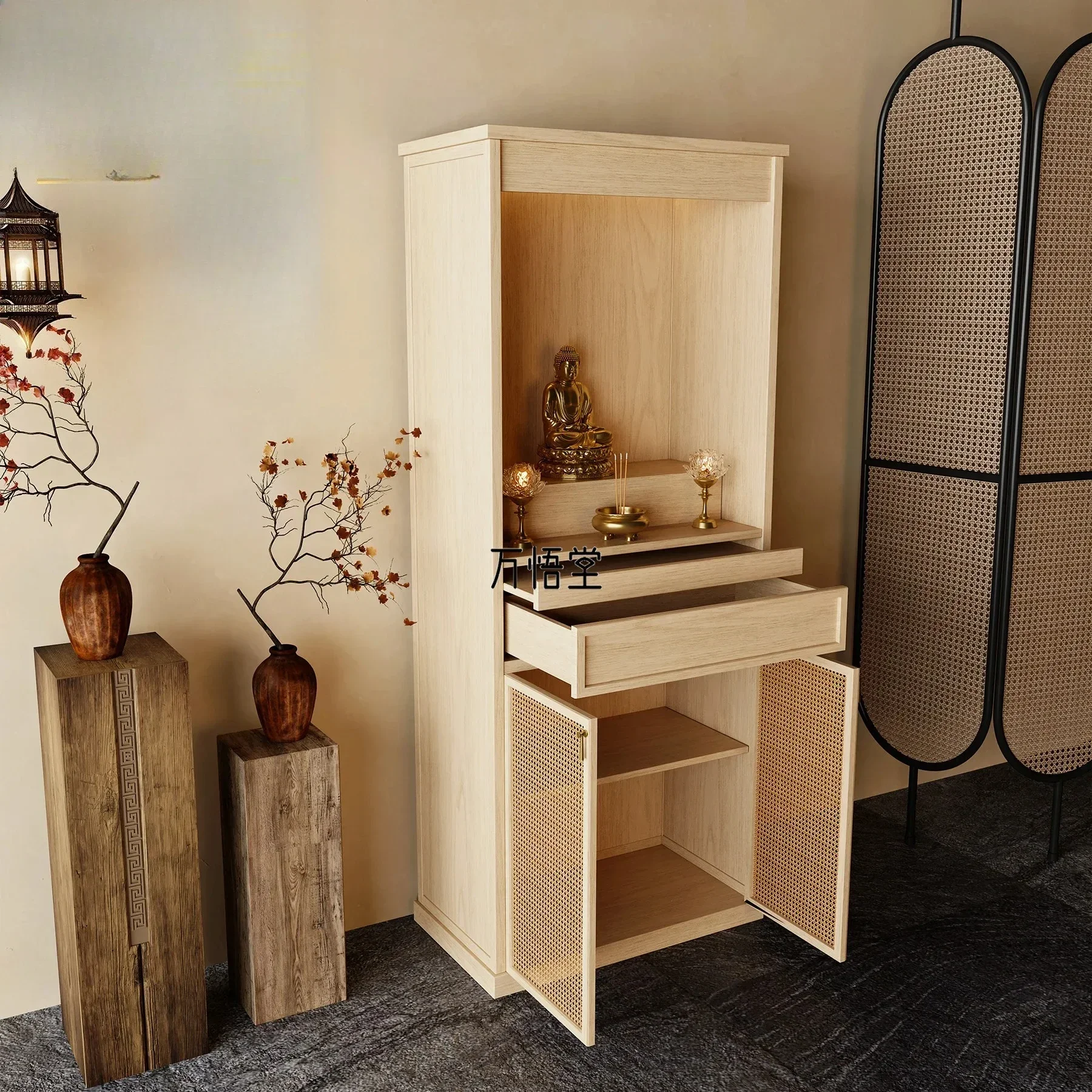 y14- solid wood  niche altar table cabinet altar for home standing cabinet god of wealth incense table