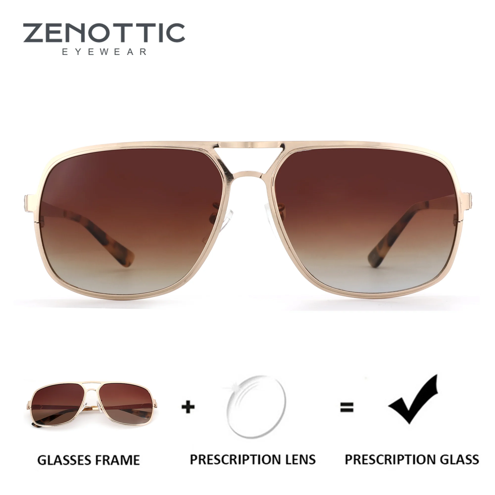 

ZENOTTIC (размер XL), высококачественные металлические поляризационные солнцезащитные очки-авиаторы по рецепту для мужчин, прогрессивные оптические солнцезащитные очки UV400