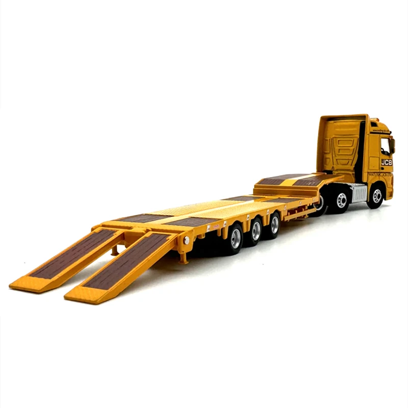 1:76 Scale Diecast Alloy Benz-JCB Loading Trailer Truck Toys Cars Model Classics Adult Collectible Souvenir Gifts Static Display