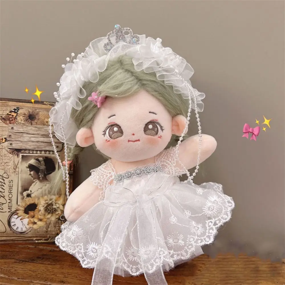 Ropa encantadora de muñeca linda con diadema de dibujos animados, vestido de princesa de 9 estilos, falda de vestidos de moda, muñeca de algodón de 20cm/muñecas Idol EXO