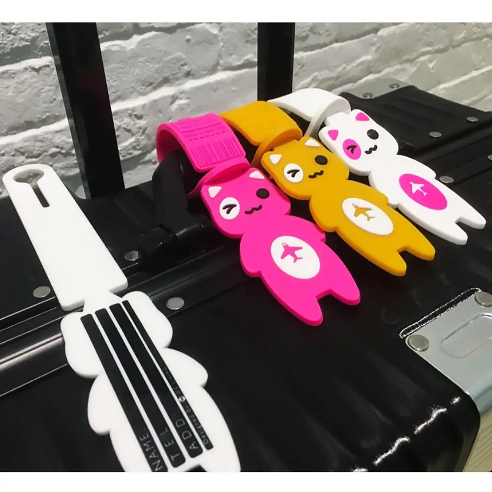 Cartoon Airplane Suitcase Tag Cat Travel Accessories Travel Luggage Tag Handbag Label Boarding Pass