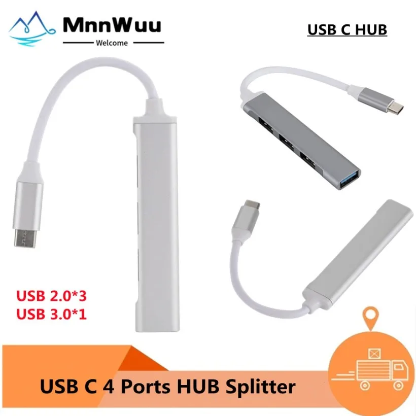 

MnnWuu USB C HUB 3.1 Type C 4 Port Multi Splitter Adapter OTG For Xiaomi Lenovo Macbook Pro Air PC Computer Notebook Accessories