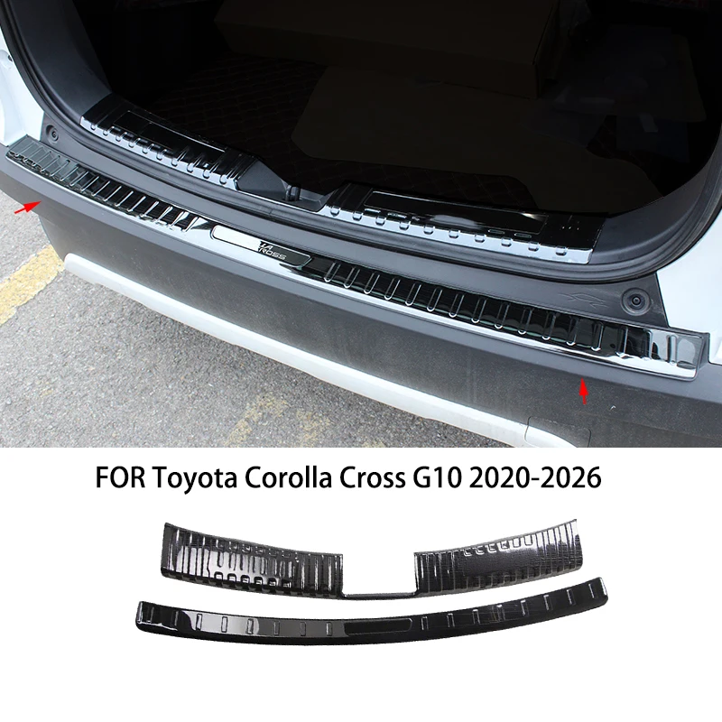

Подходит для Toyota Corolla Cross G10 2020-2026, задний багажник из нержавеющей стали снаружи внутри, защитная крышка для бампера, накладка на порог