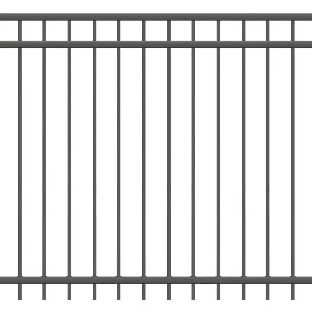 

Устойчивая к ржавчине панель ограждения из черной стали с плоской верхней частью и карнизом — 3 рейки, высота 5 футов, ширина x 6,5 футов, простая установка, для дворов