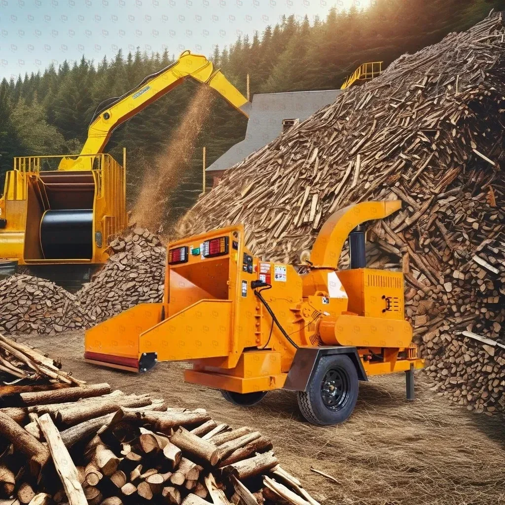 Déchiqueteuse de bois industrielle mobile, machine