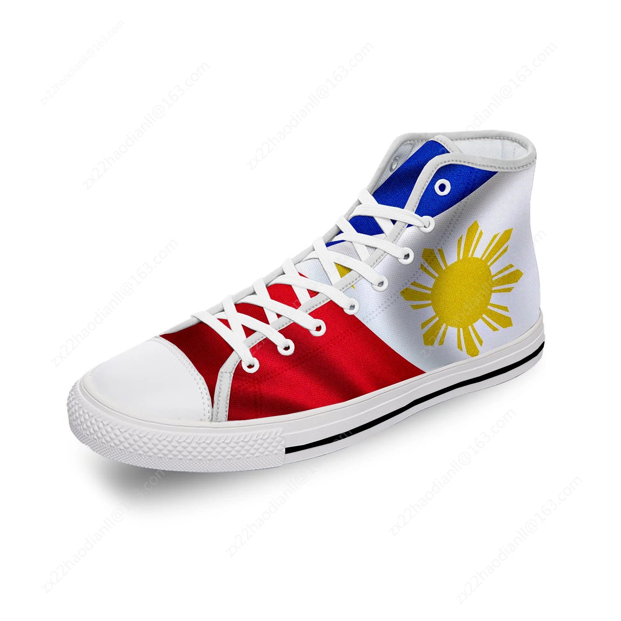 Philippines Flag Fashion Popular White Cloth Fashion 3D Print High Top Canvas Shoes Men Women Lightweight Breathable Sneakers