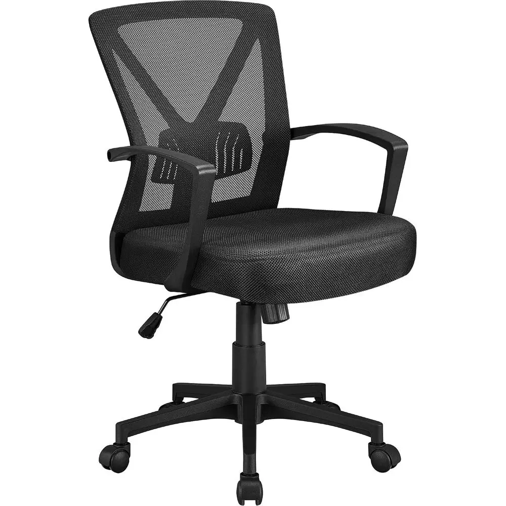 -Back Mesh Task Oice Desk Chair with Wheels and Arms, Black | Breathable mesh back and oam-padded seat or all-day comort; sturdy