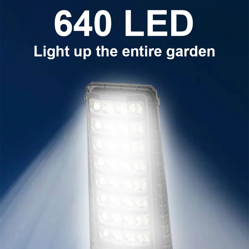 640LED หลอดไฟถนนโซลาร์เซลล์ขนาดใหญ่3โหมด, โคมไฟติดผนังพลังงานแสงอาทิตย์เซ็นเซอร์ตรวจจับการเคลื่อนไหวถนนควบคุมด้วยรีโมทโคมไฟติดผนังกันน้ำ