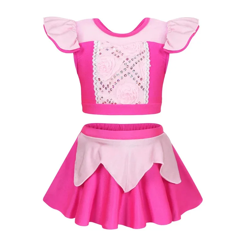 ديزني الأميرة ملابس السباحة الفتيات سندريلا ميكي تأثيري بحر طفل الصيف أزياء قطعتين ملابس السباحة مجموعة 2-9Yrs