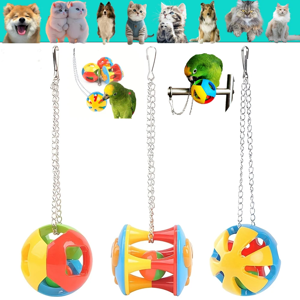 Pet Bird Ball Toy Plastic Colorful Ding Dang Parrot Game Product Small Medium Sized Animal Interaction Accessories Pet Supplies