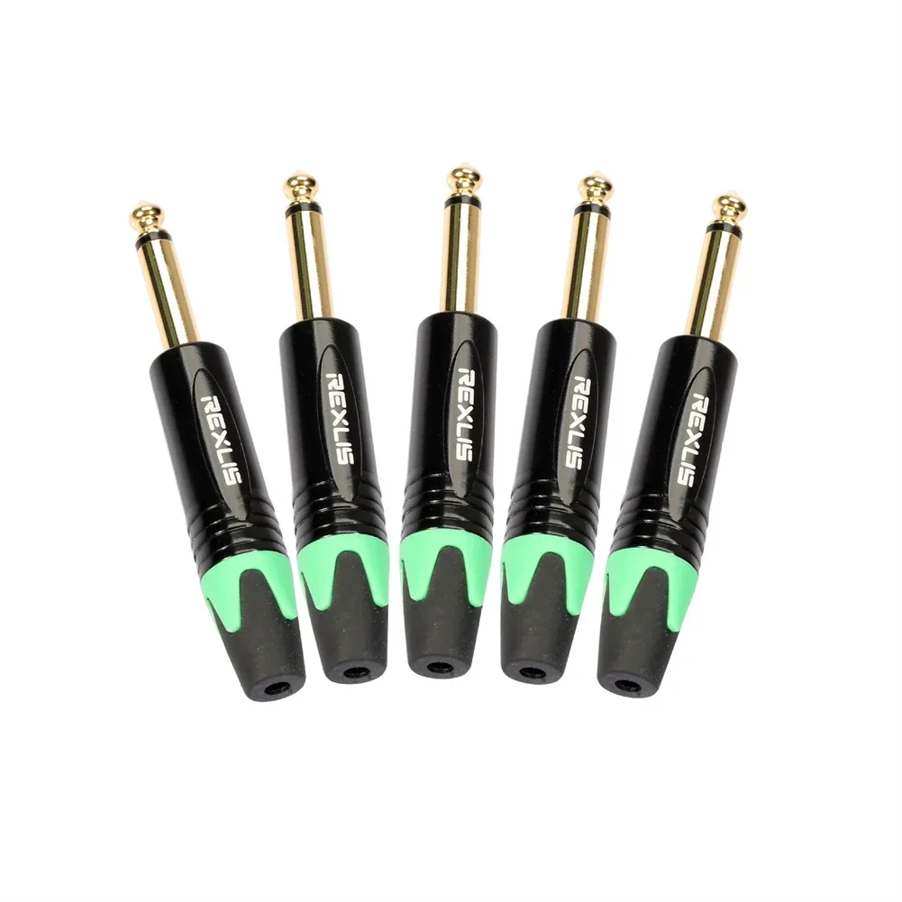 1PC Mono 6.35MM Jack 6.3MM Male Plug Connector Aluminum Tube Plated 1/4 Inch Microphone Plug Audio Cable Connector