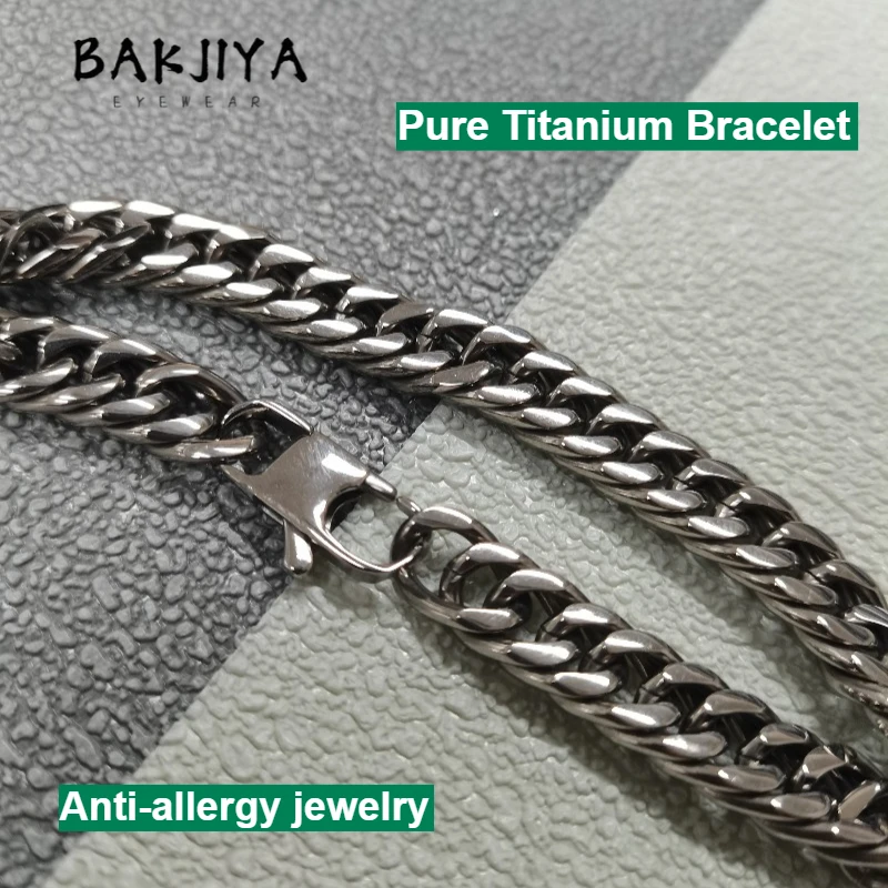 

9.5mm Pure Titanium Bracelet Double Weave Chain Lightweight Hypoallergenic Jewelry Hip Hop Punk Unisex Men Bracelet Holiday Gift
