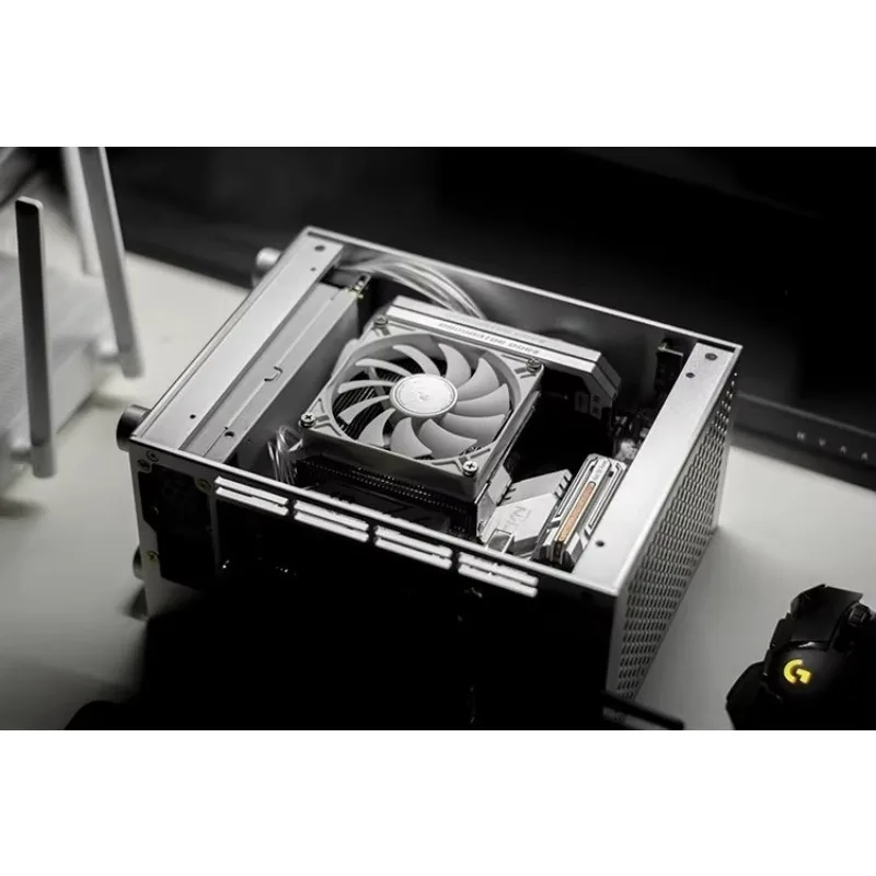 1U All‑Aluminum Back‑To‑Back A4 Size Mini PC Chassis Compact Desktop Computer Case