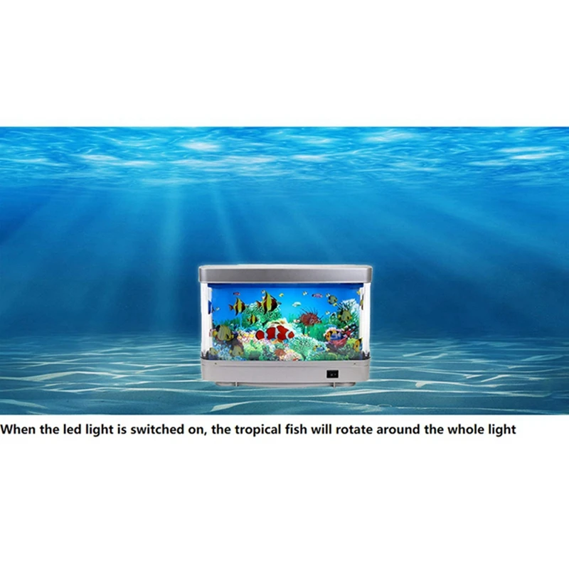 Dynamic Virtual Ocean LED Fish Tank Lamp Dolphin Artificial Tropical Landscape Aquarium Night Light Decoration US Plug-AD23