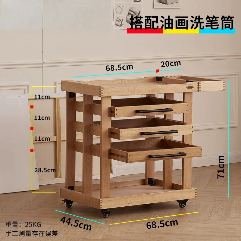 Wooden 5 Tier Painting Cart Mobile Art Studio Storage Trolley for Artists
