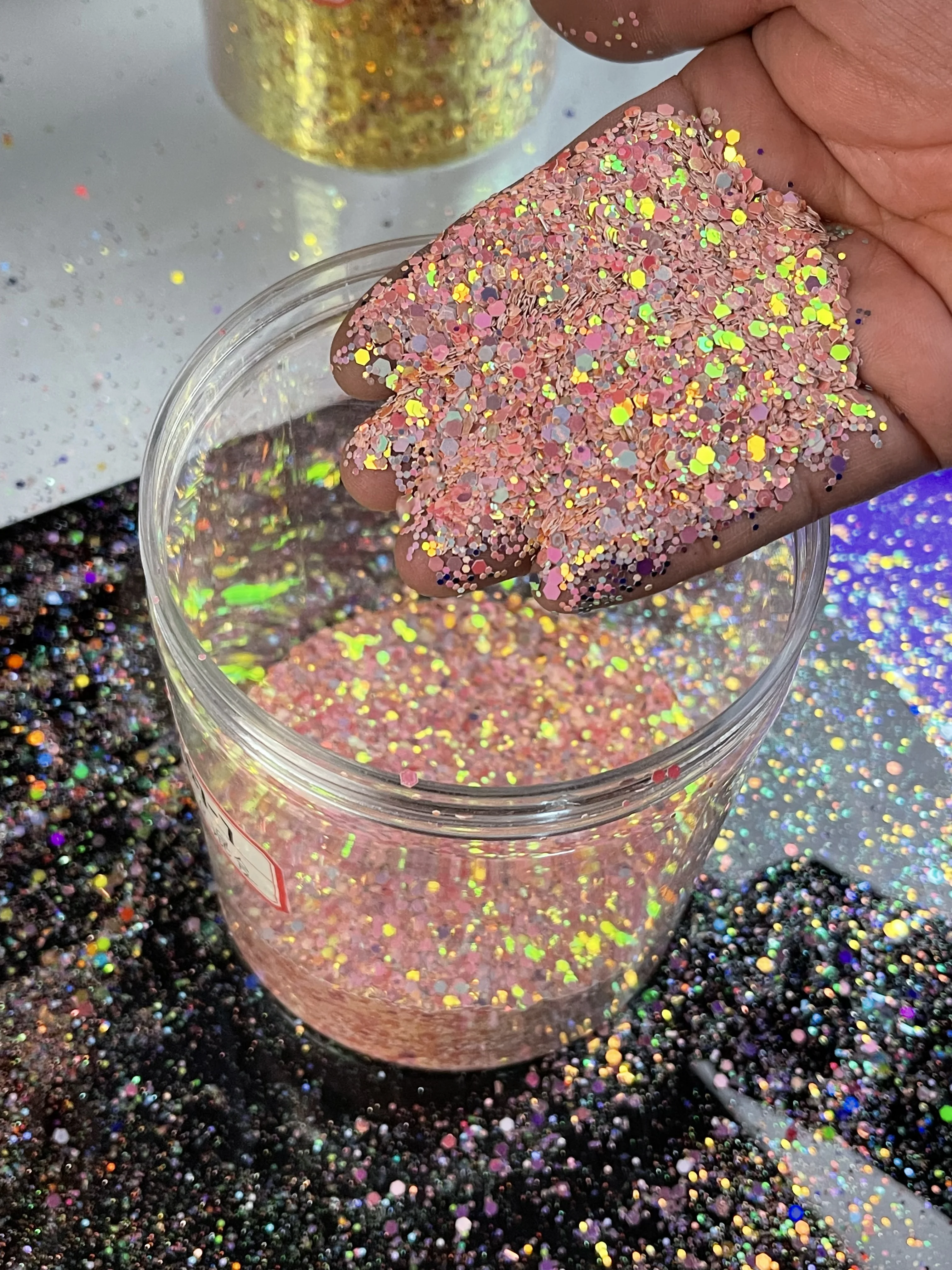 50G Holografische Chameleon Nail Glitter Gemengde Hexagon Pailletten Make Up Vlokken Regenboog Pigment Chunky Irediscent Glitter Decoratie