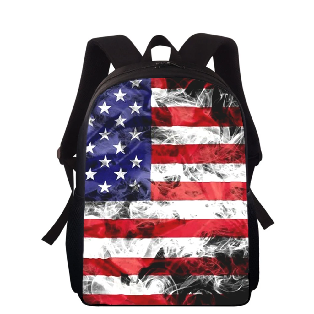 

USA American flag 15” 3D Print Kids Backpack Primary School Bags for Boys Girls Back Pack Students School Book Bags