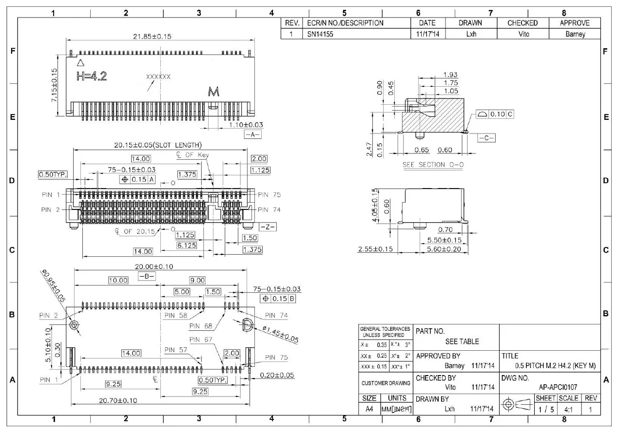 5 шт./APCI0106-P001A APCI0107-P001A интерфейс M2/NGFF