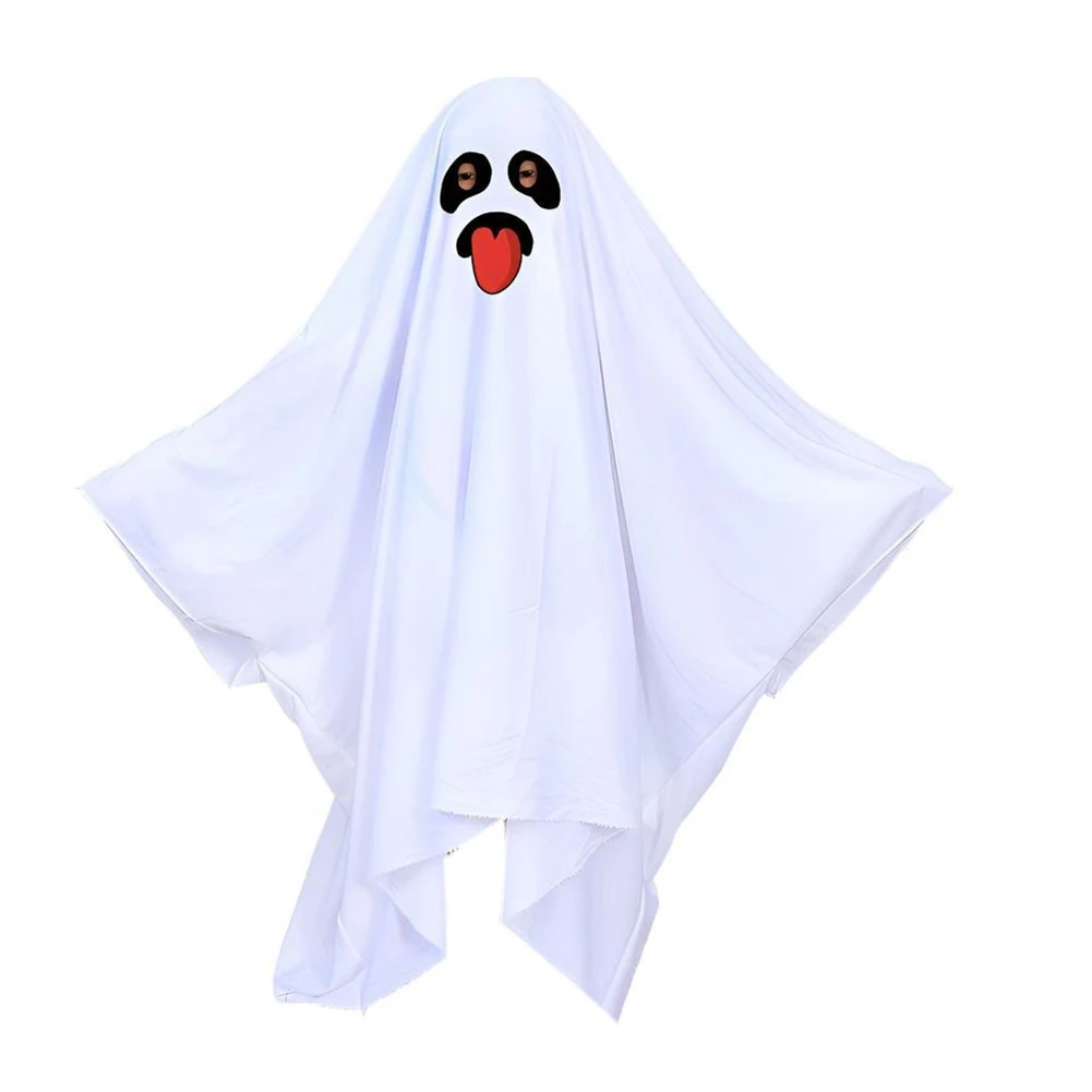 

Ghost Costume for Kids White Ghost Cloak Cosplay Outfits Role Play Supply for Boy Girl Halloween Fancy Dress for Spooky