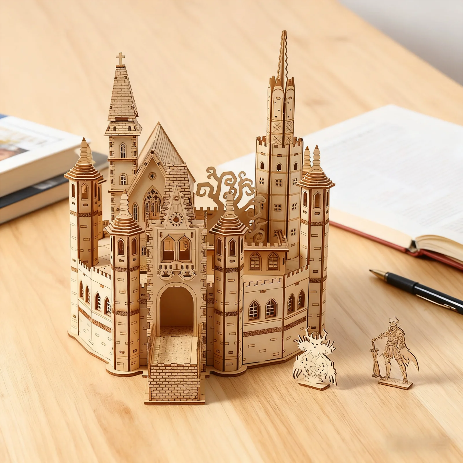 

OUZEY Retro Empire Castle 3D Wooden Model - DIY Fortress Building Puzzle for Adult Collectors Historical Architecture Desk Decor