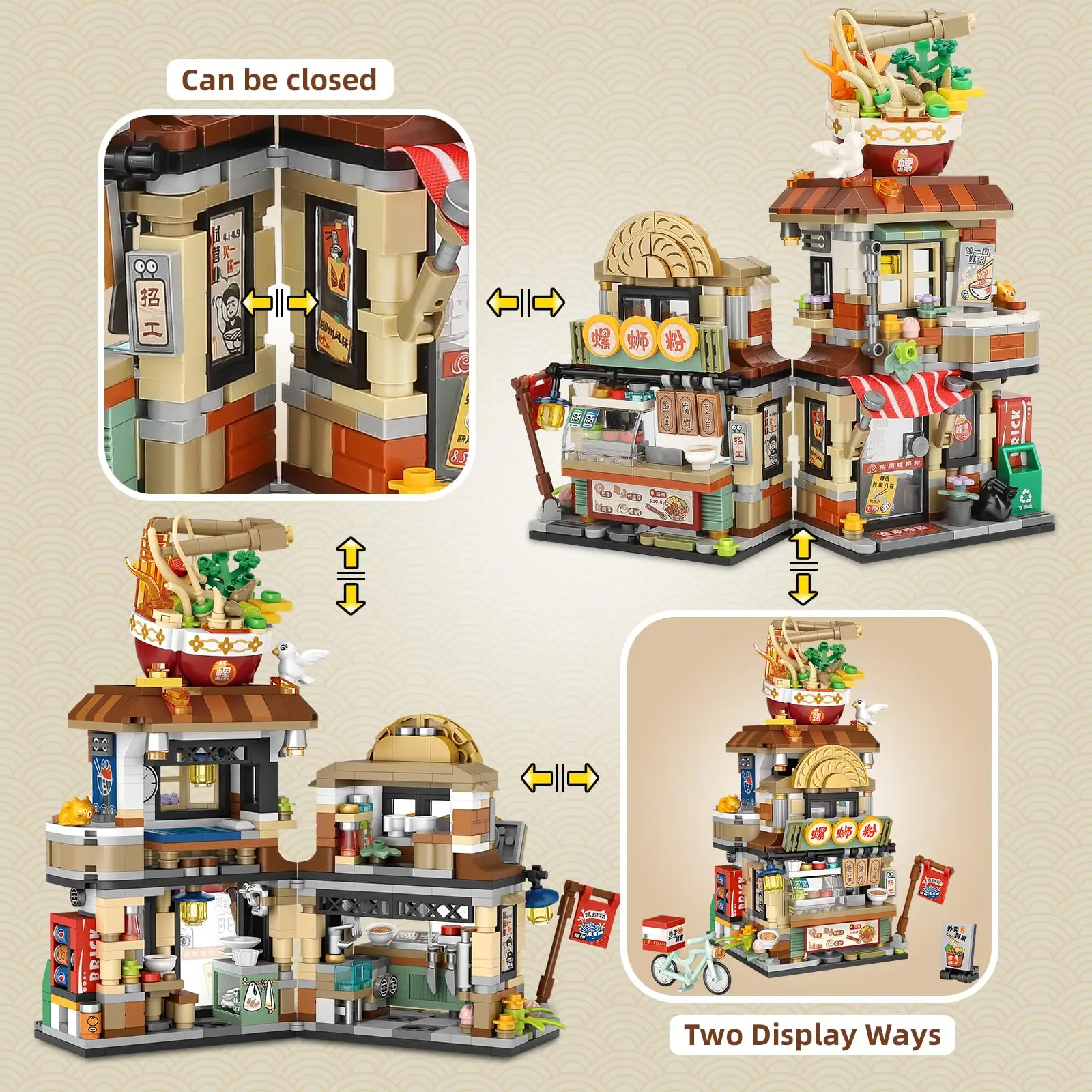 Mini Building Blocks Japanese Street View Lemon Tea Shop Toy Creative Architecture Model, 796 PCS Bricks for Boy Girl