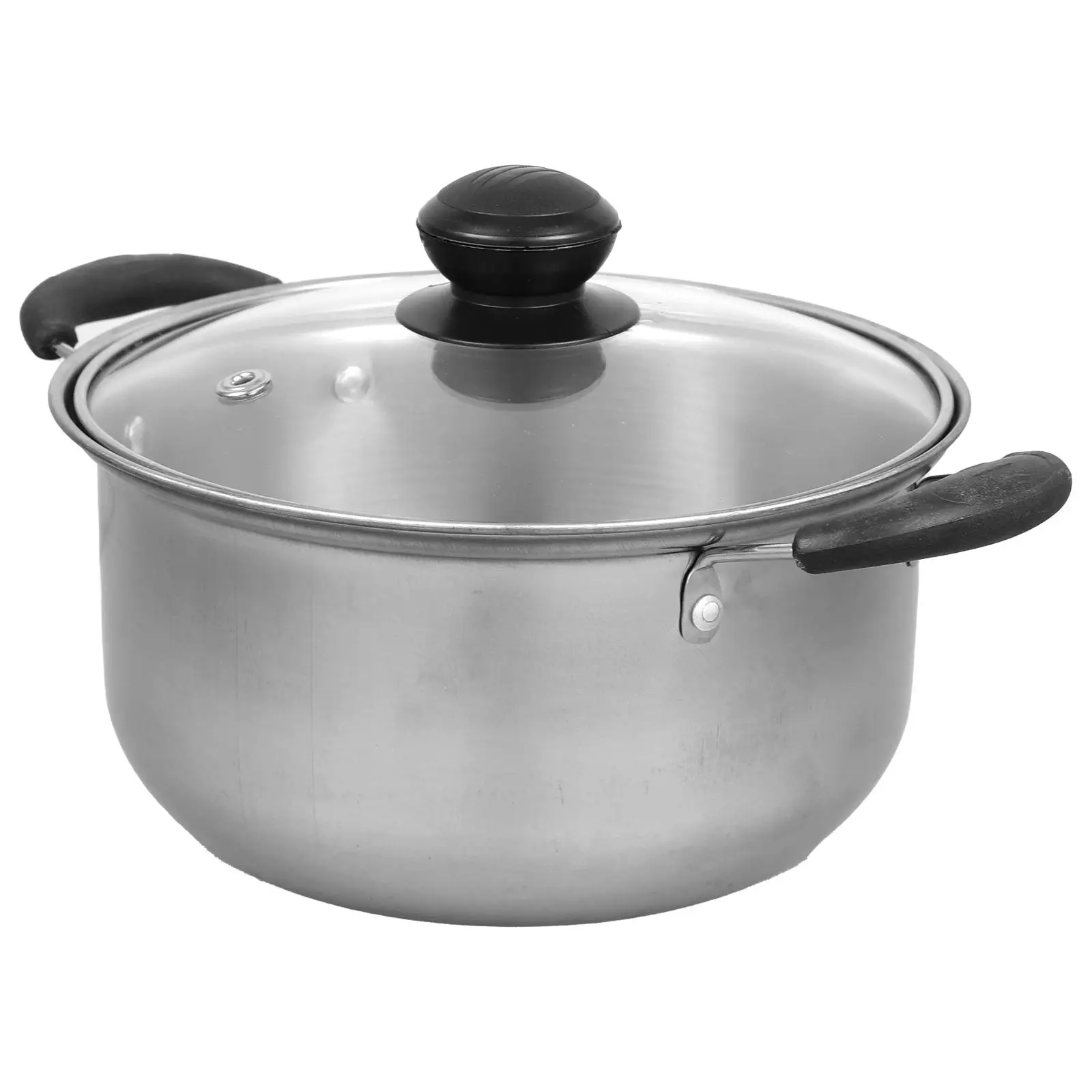 

Stainless Steel 18cm Double Handle Soup Pan Glass Lid Noodle Saucepan Kitchen Stock Pot Easy Clean Compatible