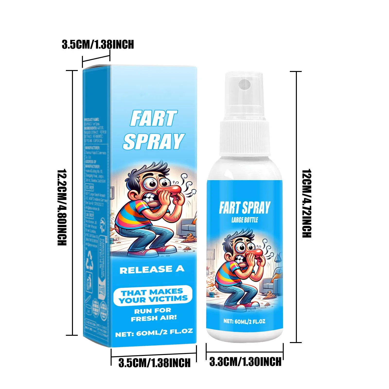 60ml Fart Spray Prank Joke Plastic Fart Gag Spray Party Supplies Spoof Spray zapachowy dla dorosłych dzieci Nietoksyczny Halloween Śmieszne zabawki