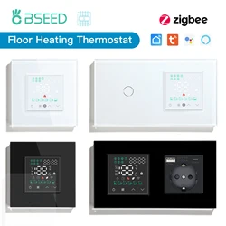 BSEED Smart Zigbee Thermostat with EU Socket Water Warm Floor Heating Temperature Controller Tuya Google Zigbee Switches USB