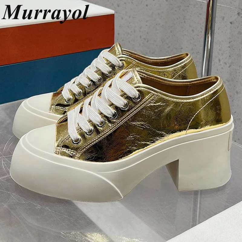 

New Round Toe Solid Color Thick Heel Single Shoes Women's Genuine Leather Lace-up Mary Jane Shoes Spring Autumn Loafers