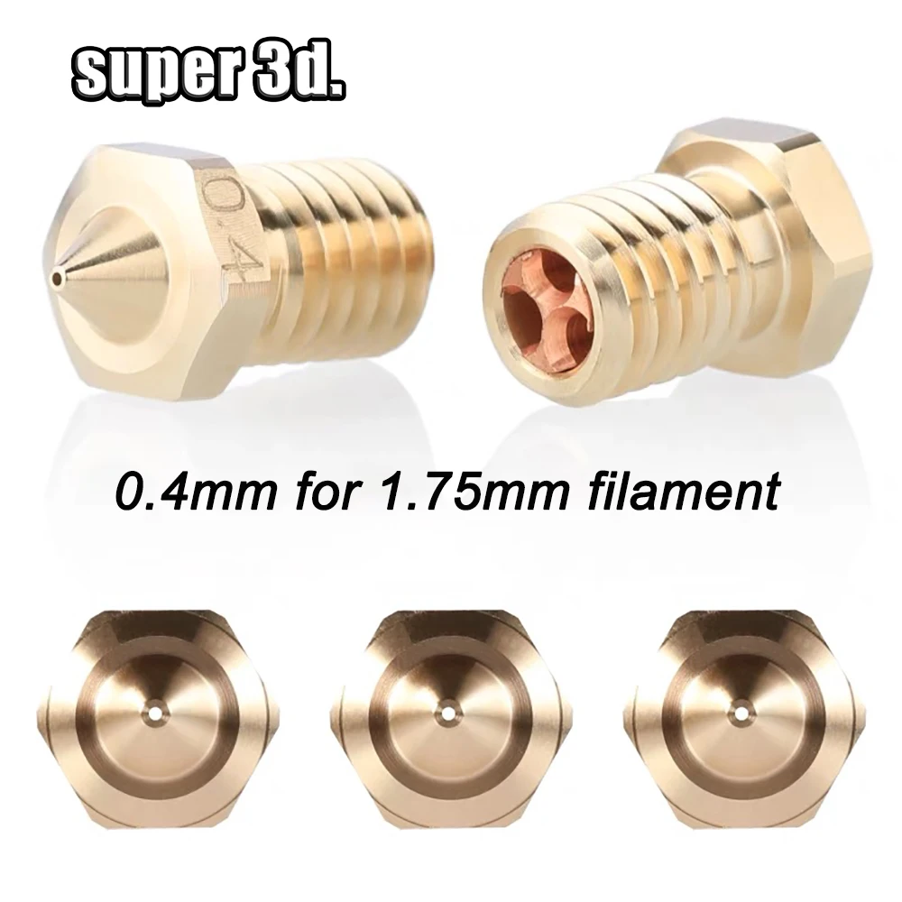 หัวฉีด E3D V6แบบโคลนนิ่ง0.4/0.6/0.8/1.0/1.2มม. หัวฉีดเครื่องพิมพ์3D สำหรับ E3D ทองแดงทองเหลือง1.75มม. V6หัวฉีดไหลสูง