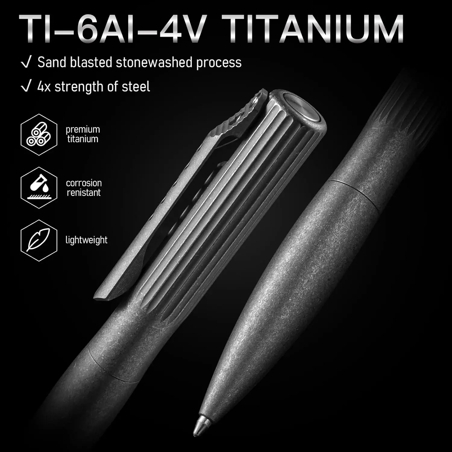 Titanium Bolt Action Pen, 4.4'' Mini Ballpoint Pen, Durable EDC Pen for Outdoor, Working, Writing, Special Gifts and etc