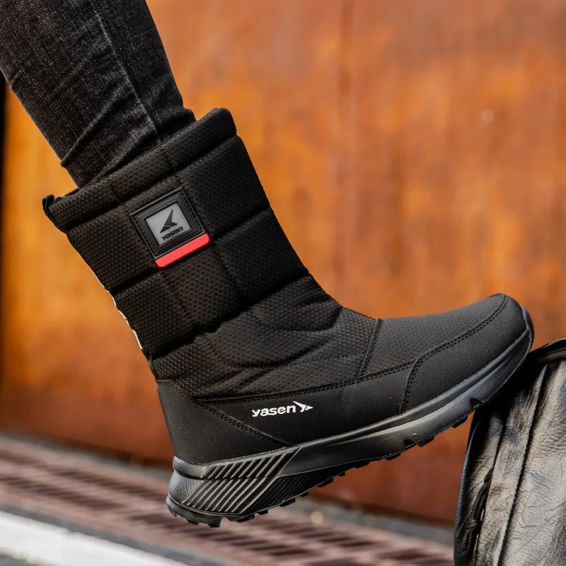 

Winter Men High Top Boots Plush Warm Snow Boots Fashion Mid-calf Cotton Shoes Outdoor Non Slip Platform Boots Winter Men Sneaker