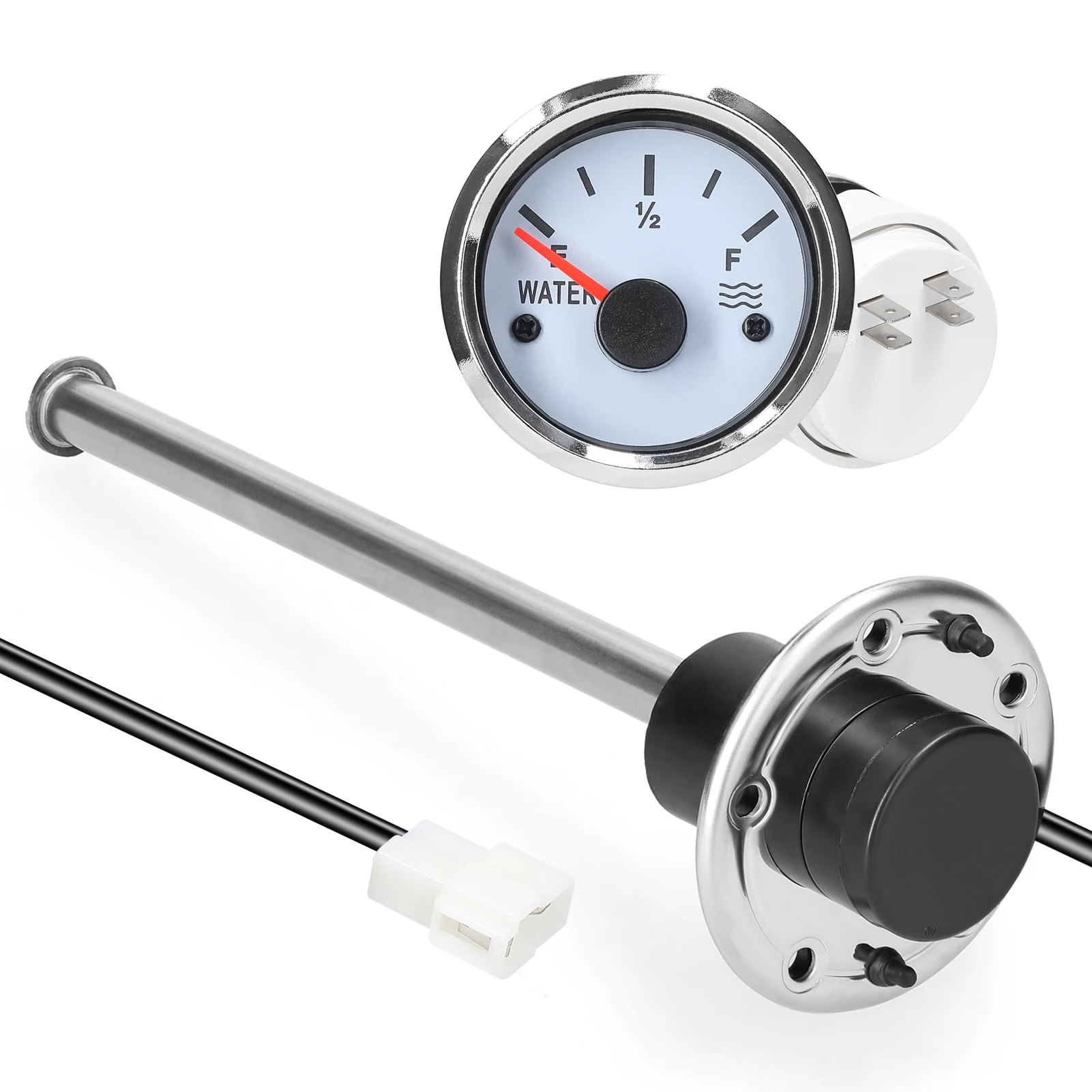 

52mm Fuel Level Gauge 200mm/215mm Stainless Steel Sensor Water Level Gauge Meter 0-190 ohm with Backlight for Car Truck 12V