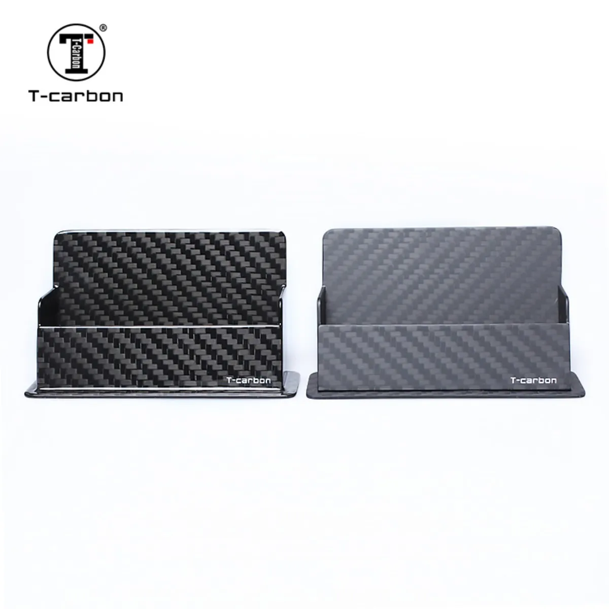 T-carbon Portable Carbon Fiber Business Card Hold Display Stand Desk Deskstop Car Business Card Holder Shelf Box