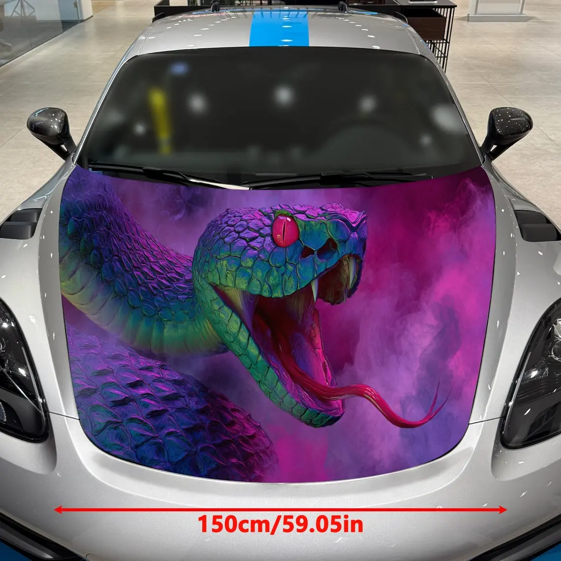Mesmerizing Purple Snake Car Hood Stickers - Self-Adhesive, Waterproof and Durable Vinyl Wrap, Decorate And Protect Your Car - T