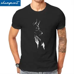 Doberman Silhouette T-Shirt for Men  Hipster 100% Cotton Tee Shirt Round Collar Short Sleeve T Shirts Plus Size Clothes