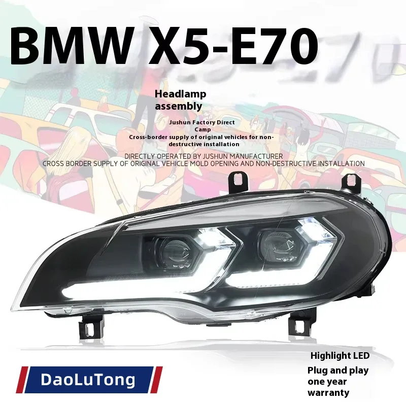 New Arrival Headlight Assembly Restoration with LED Lens DRL and Steering 12V 6000K White Bulb Fit for  X5 E70 2007-2013