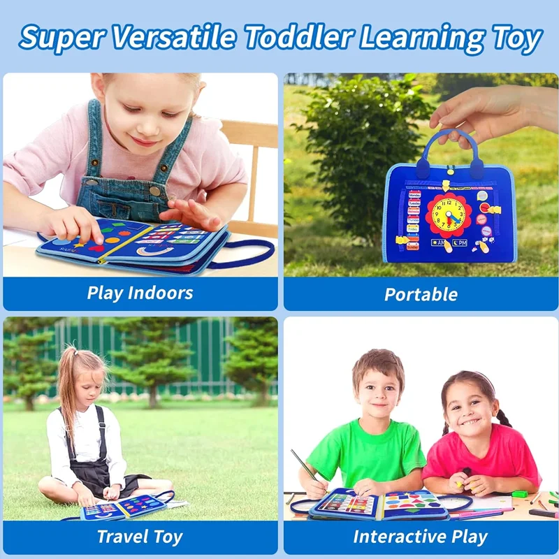 New Educational Activity Toy Montessori Toddler Busy Board Developing Motor Life Skills Sensory Kids With Autism Boys Girls Gift