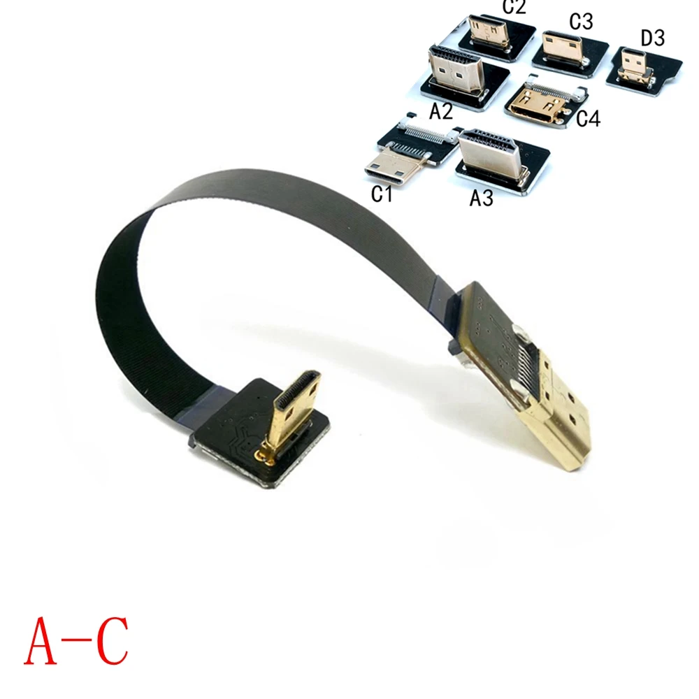 FPV HDMI Type A Male Up Down At 90 Degree Angle To MINI HDMI Compatible FPC Flat Cable For Multicopter Camera Aerial Photography