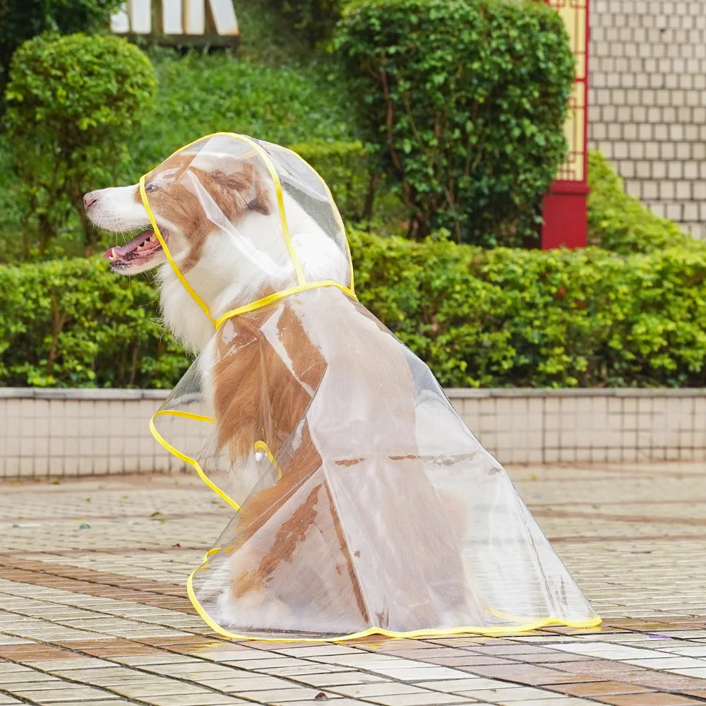 Pet Dog Puppy Transparent Rainwear Raincoat Pet Hooded Waterproof Jacket Clothes Soft PVC Small Dogs Raincoat Puppy Rain Poncho