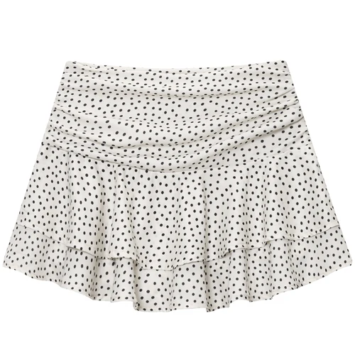 Imagen 2 del producto HXAO Falda para mujer, falda en capas de lunares, pantalones cortos, verano 2025, minifalda bohemia con volantes, pantalones cortos, falda plisada elegante para mujer